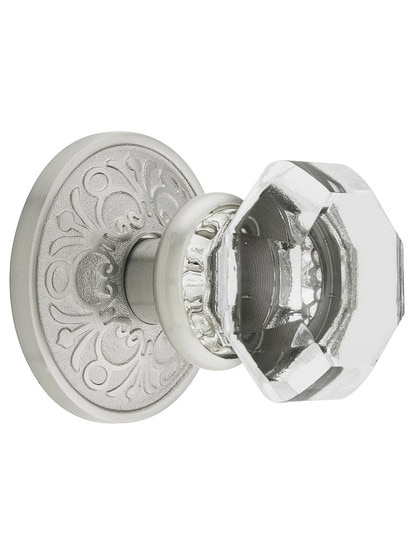 Lancaster Door Set With Old Town Crystal Knobs in Satin Nickel.